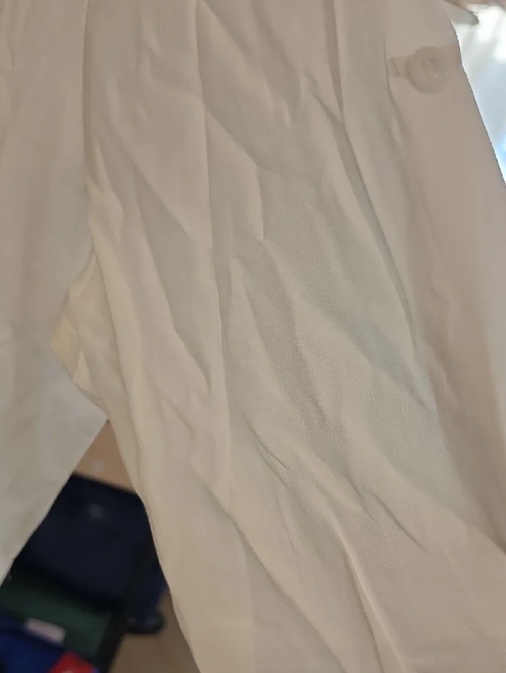White Button-Down Tunic Dress with Pocket - Picture 4 of 6